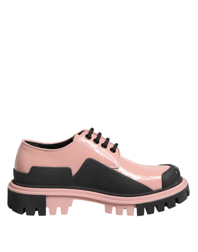 Dolce & Gabbana Licht Poederroze Zwarte Leren Veterschoenen