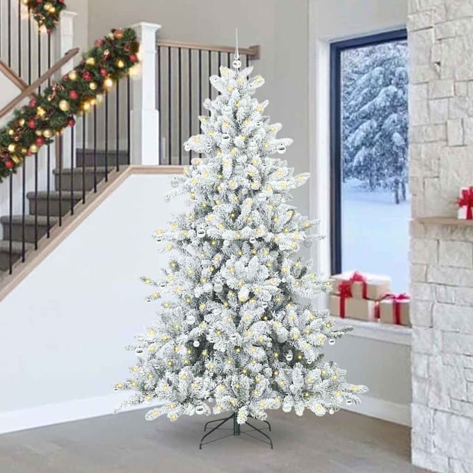vidaXL Kunstmatige Inklapbare Kerstboom Wit 240 cm PVC en staal