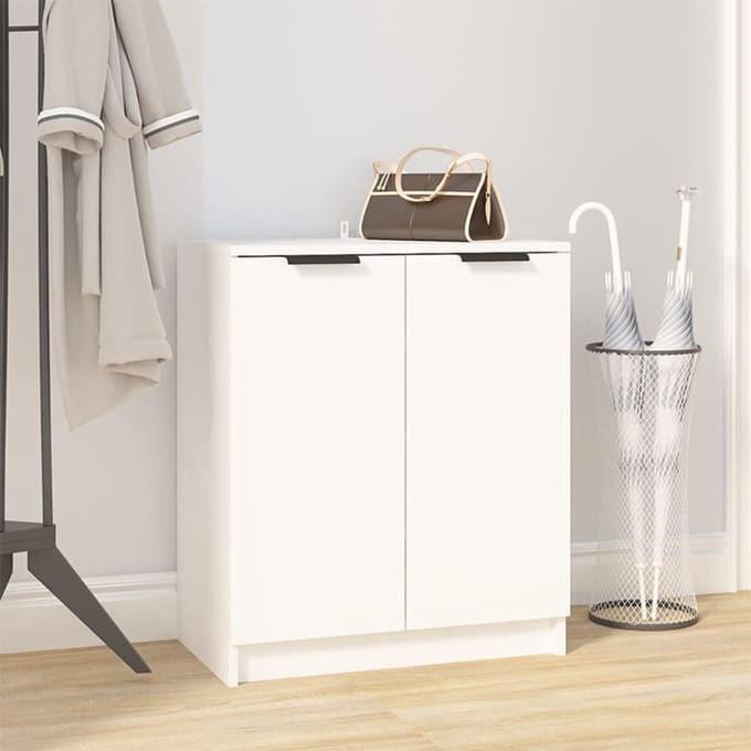 vidaXL - Schoenenkast - 59x35x70 - cm - bewerkt - hout - wit