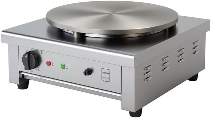 Professionele Crêpe Maker - Pannenkoekenplaat Elektrisch - Grote Keuken - Traploze Temperatuur - 40 cm Plaat - Zilver