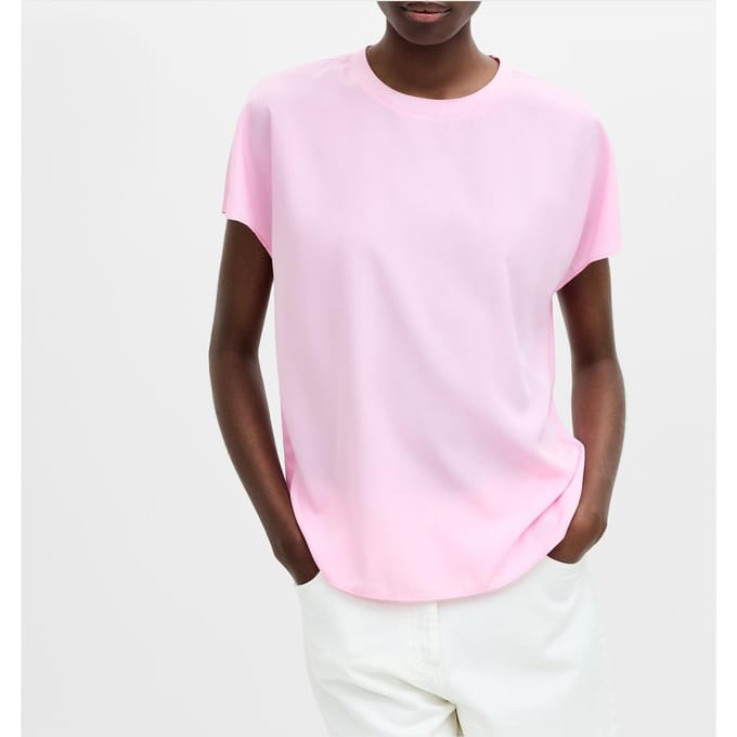 French Connection Crepe Light Crew Neck Top Bubblegum Pink Größe: M | Blusen Outlet | Damen | Rosa