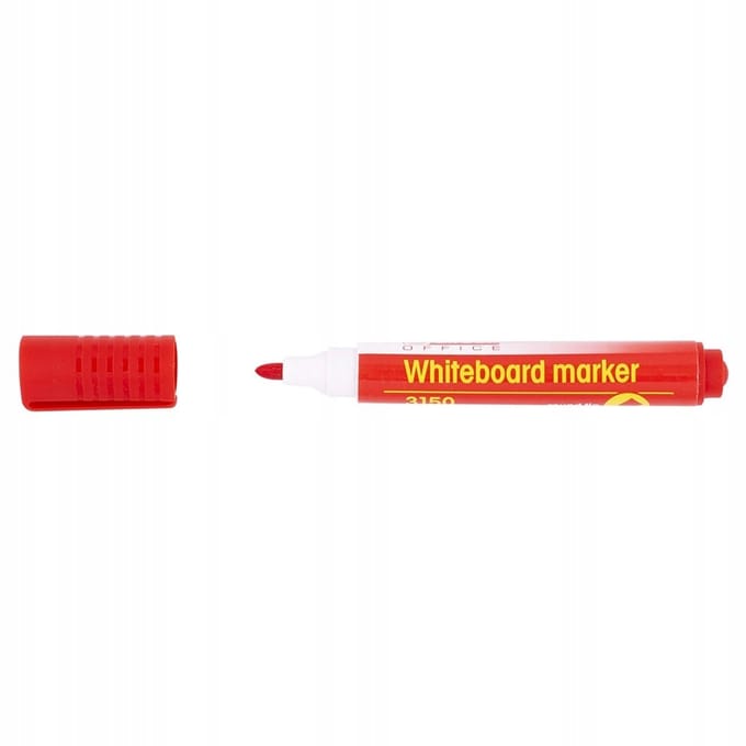 Rode whiteboardstiften, ronde punt, 3 stuks