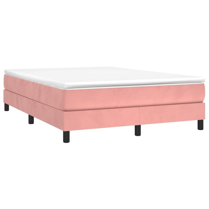 vidaXL - Boxspring - bed - fluweel - roze - 140x190 - cm