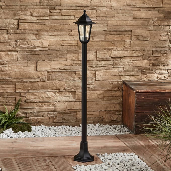 Lindby - Tuinpad verlichting - 1licht - polycarbonaat, glas - H: 122 cm - E27 - zwart (RAL 9005)