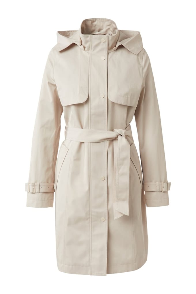 comma - female - Katoenen trenchcoat met afneembare capuchon en bindceintuur