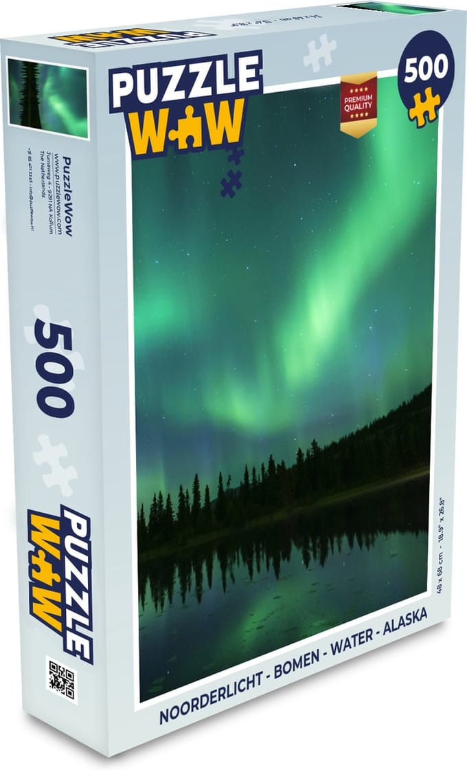 Puzzel Noorderlicht - Bomen - Water - Alaska - Legpuzzel - Puzzel 500 stukjes