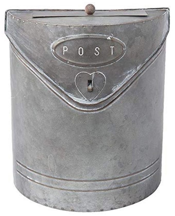 Metalen brievenbus met klep 24 x 10 x 29 cm - Grijs