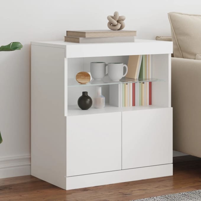 vidaXL - Dressoir - met - LED-verlichting - 60x37x67 - cm - wit