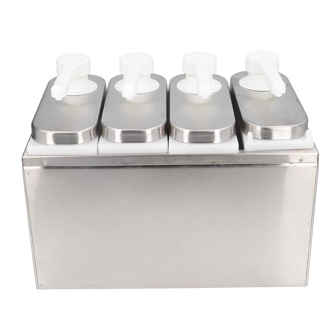 Sausdispenser Pomp Salade Jam Kruiden Condiment Knijppomp Container met Basis voor Keuken 4 Pumps gray