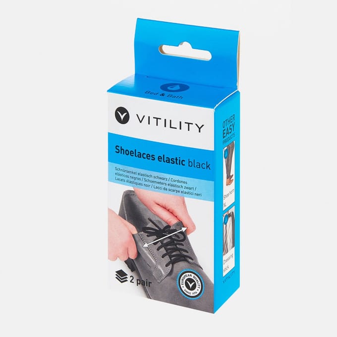 Vitility Schoenveters elastisch - 2 stuks - Zwart