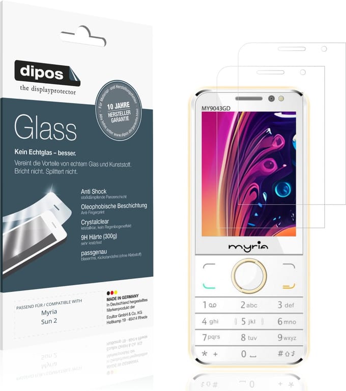 dipos – 2x Pantserfolie geschikt voor Myria Sun 2 | 9H Screenprotector