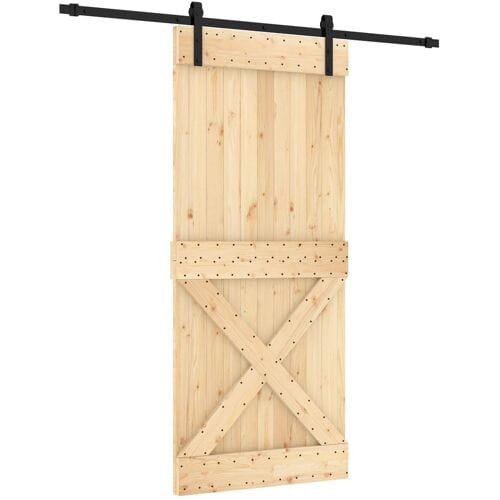 vidaXL - Schuifdeur - 90 - x - 210 - cm - Massief - Pine - Hout - (Onbehandeld)