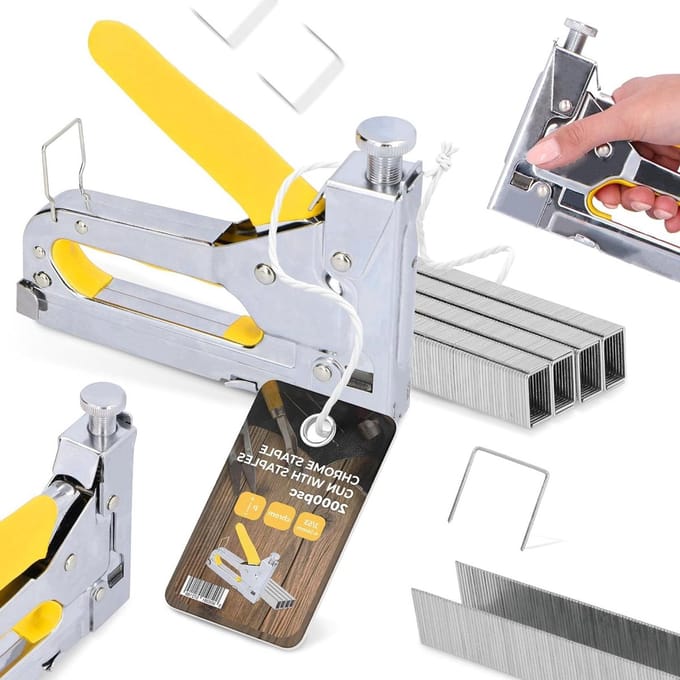 Handtacker - Nietpistool Tacker - Meubels Stofferen - Roestvrijstalen Nietjes - 14 mm - Chroom
