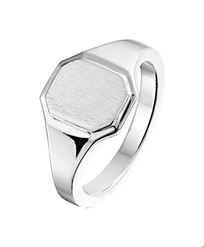 graveerring poli/mat zilver wit 1014463
