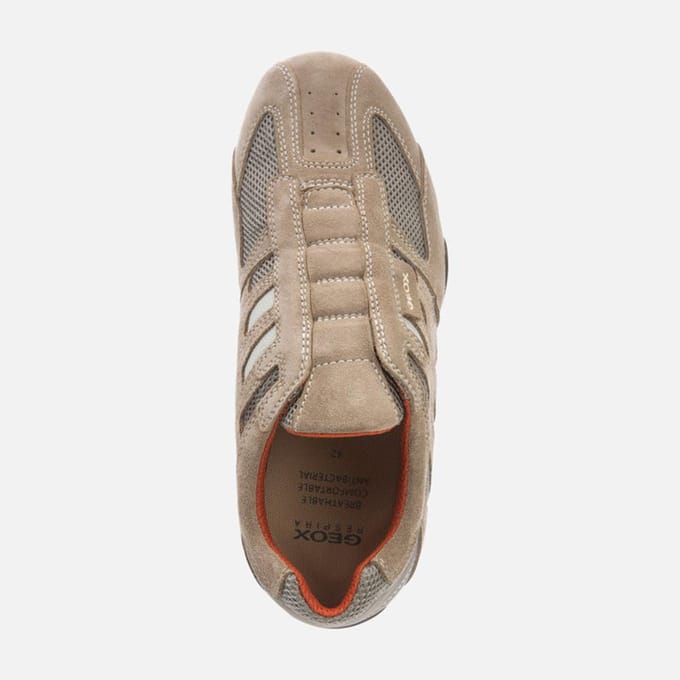 GEOX SNAKE HEREN Sneakers - BEIGE/DONKERORANJE - Maat 46