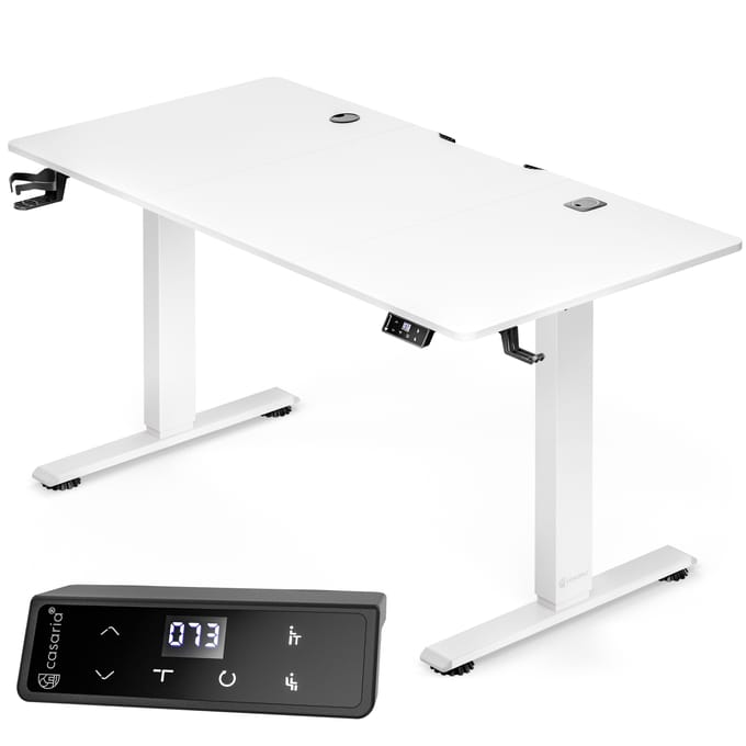 Casaria Zit sta bureau - Elektrisch Verstelbaar USB 140x60cm – Wit