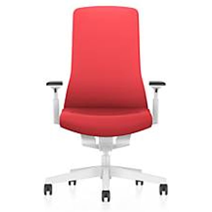Interstuhl bureaustoel PUREis3, verstelbare armleuningen, 3D auto-synchroonmechanisme, kuipzitting, gestoffeerde rug, vuurrood/wit