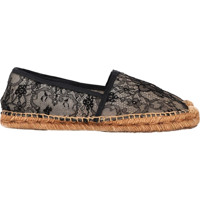 Dolce & Gabbana Leren Espadrilles in Zwarte Canvas