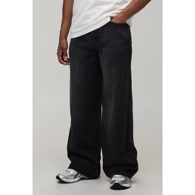 Essential Baggy Fit Rigid Jeans | Washed Black | Size 44R