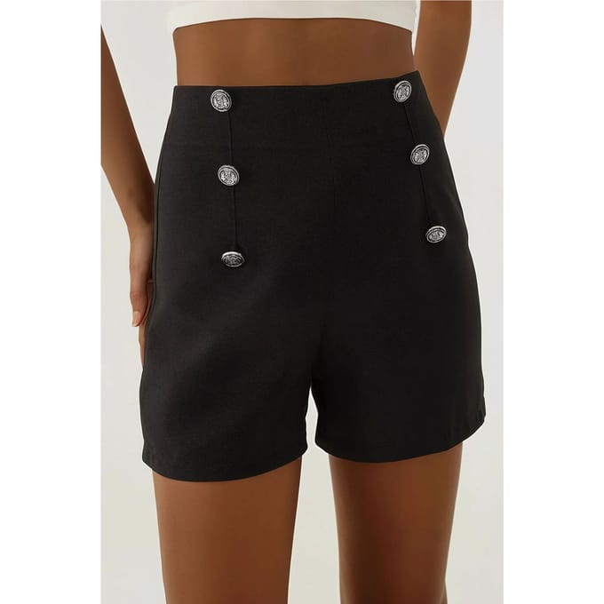 Hoge Taille Knopshorts