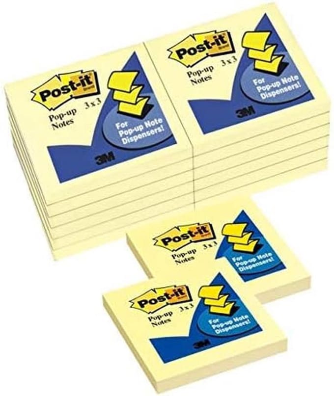 Kleverende Notities in Dispenserformaat 3x3 inch Geel