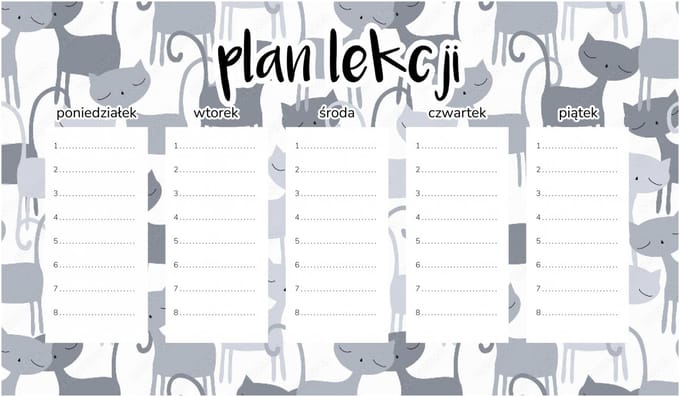Wallvy - Magnetisch Lesplan - 45x26cm - Grijze Katten - Magnetisch - Droog Uitwisbaar