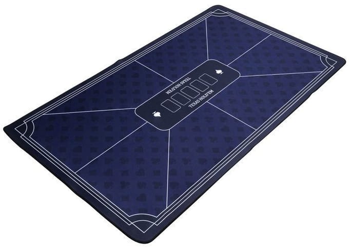 Pokerkleed Blauw 140x80 cm - Polyester & Rubber - Glad Speeloppervlak - Poker & Dobbel Accessoire - Engelhart