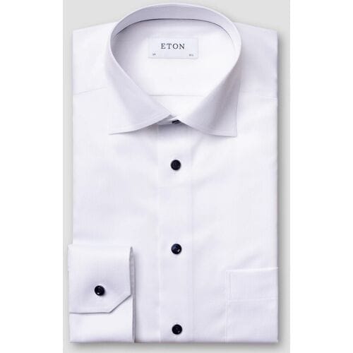 Eton Overhemd Special Navy Contrast Details Signature Twill Wit / male