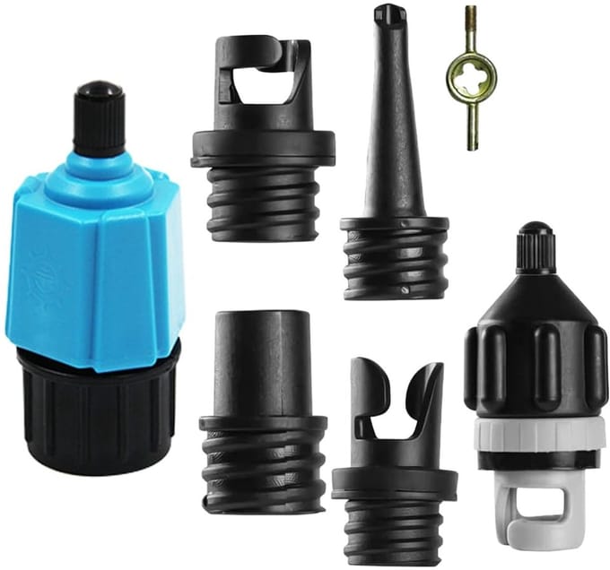 Dailygoods - SUP Adapter voor Compressor - Paddle Board & Kayak - Inclusief 4 Nozzles - Blauw/Zwart