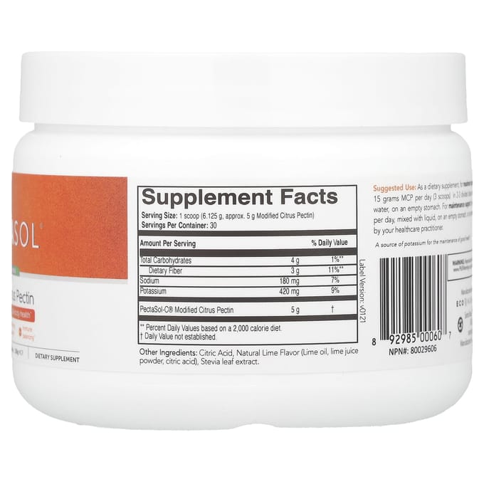 Econugenics, Pectine d'agrumes modifiée PectaSol®, infusion de citron vert, 6,48 oz (184 g)