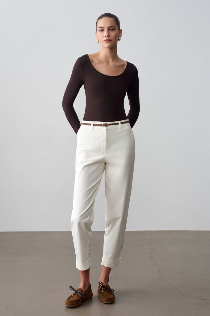 Belted Rechte Pantalons van Gabardine