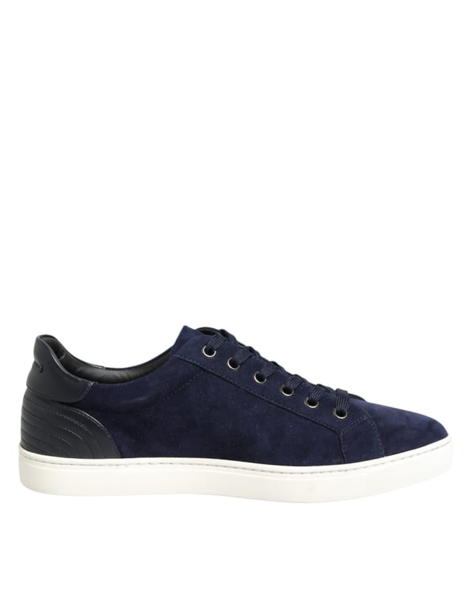 Dolce & Gabbana Blauwe Leren Suède Lage Sneakers Schoenen