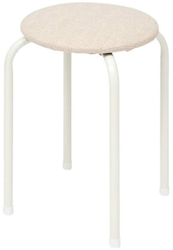 5Five Stapelbaar zit krukje Fierra - metaal/polyester - wit - D38 x H46 cm - extra stoelen - binnen/buiten - Stapelbaar