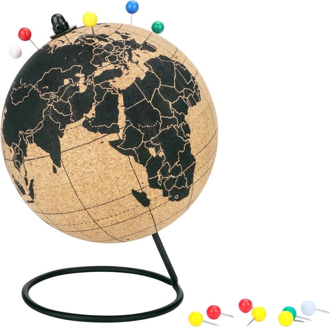 Natuurlijke Kurken Wereldbol - Educatief en Adventuurlijk - 14cm