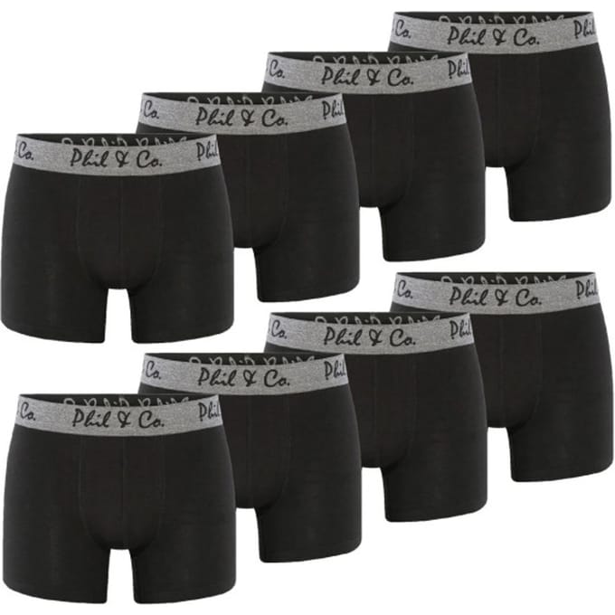 Phil & Co Zwarte Boxershorts Heren Multipack Zwart 8-Pack - Maat S | Onderbroek