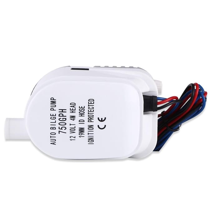 12V 750GPH Automatische Dompelpomp voor Bilgewater met Vlotterschakelaar voor Boot white
