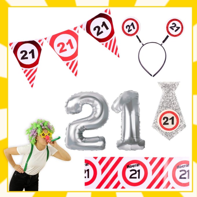 Feestpakket | 21e verjaardag | Verkeersbord | 10-delig