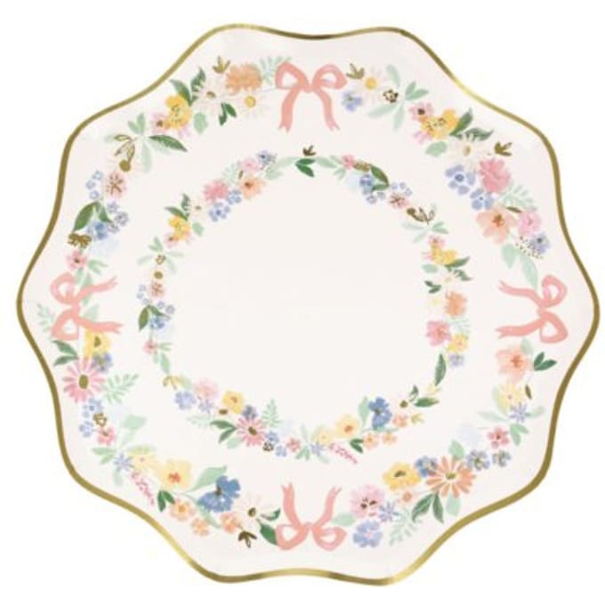 Meri meri pasen - bordjes papier klein à 8 stuks, elegant floral