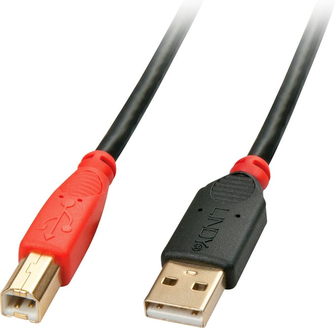 USB A to USB B Cable LINDY 42761 10 m Black Multicolour