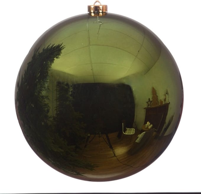 Decoris Kerstbal - donkergroen - groot - 20 cm - kunststof - glans - kerstversiering