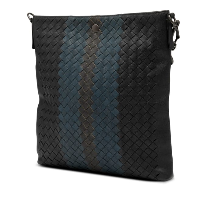 Tweedehands Tricolor Leren Intrecciato Schoudertas