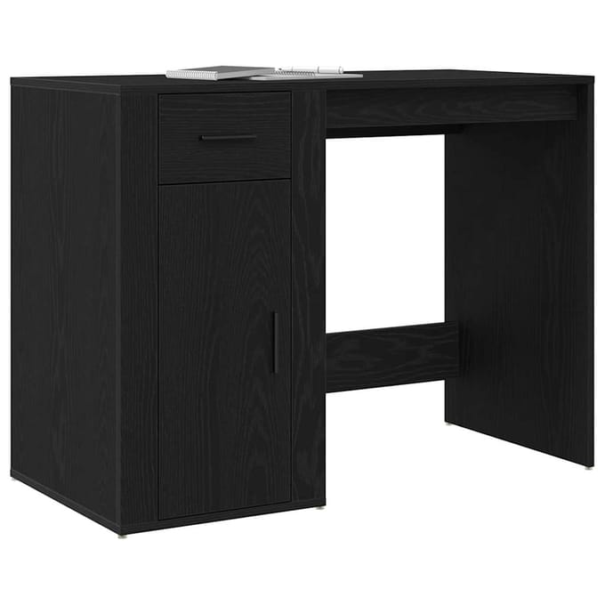 vidaXL - Bureau - Zwart - Eiken - 100 - x - 49 - x - 74 - cm - Bewerkt - hout