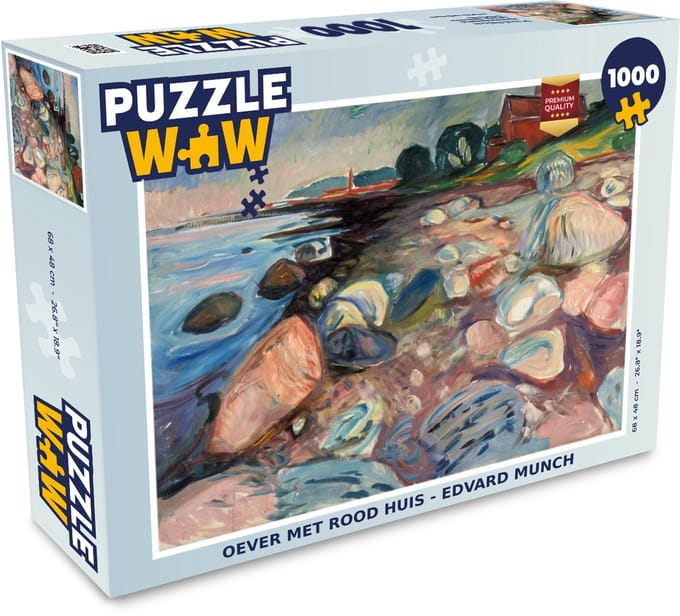 Puzzel Oever met rood huis - Edvard Munch - Legpuzzel - Puzzel 1000 stukjes volwassenen