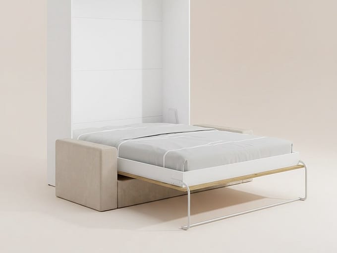 Vente-unique Bedkast hout natuurlijk licht, wit 140 x 200 cm