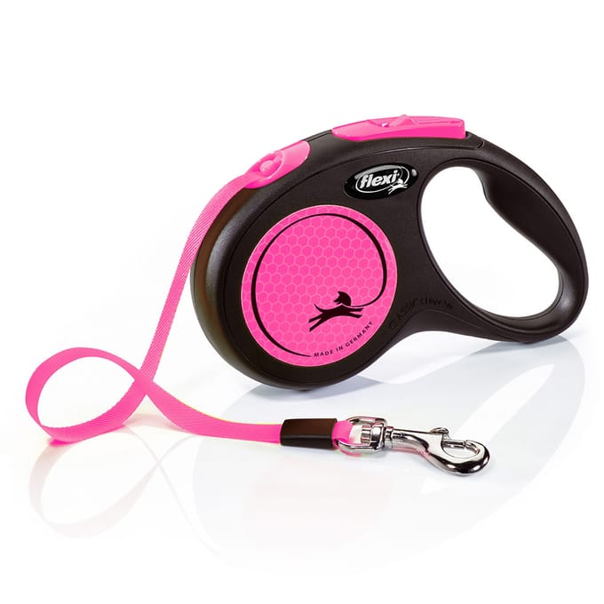 Flexi New Neon - Hondenriem Rollijn - Roze - M - Middelgrote Hond - 5 meter