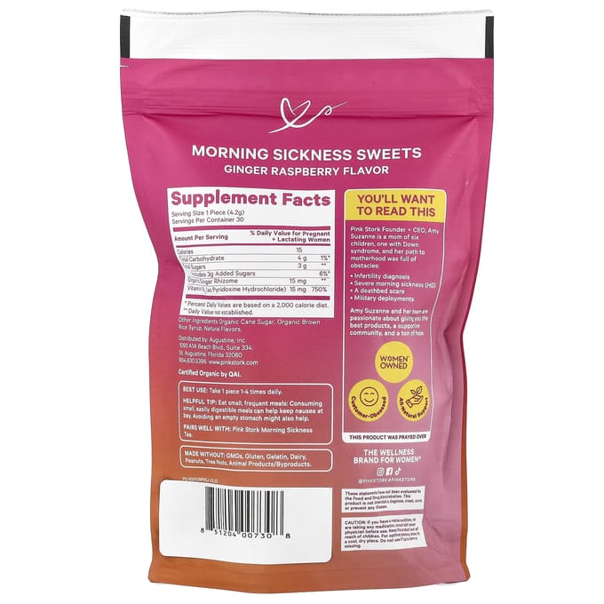 Misselijkheidskoekjes, Gember Framboos, Biologische Snoeptabletten 30 Tabletten