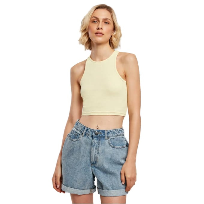 Urban Classics - Rib Crop top - L - Geel