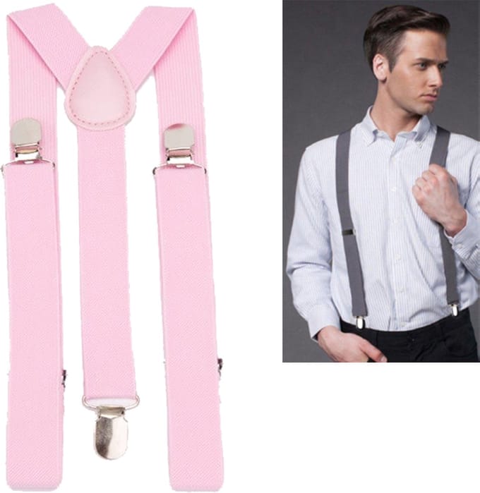 Bretels - Roze - met stevige clip - luxe - heren bretels - unisex