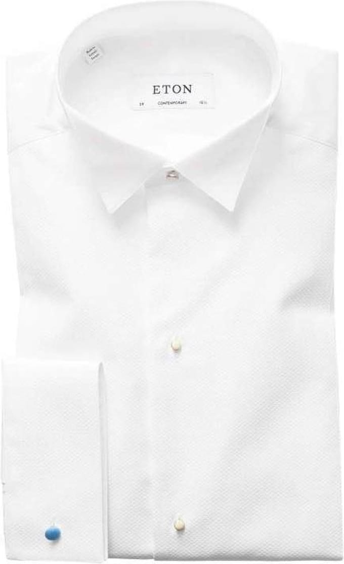 Smoking shirt Eton Contemporary Fit piqué wit