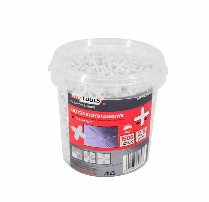 AWTools AW303555 - Tegelkruisjes - 3mm - 1500 stuks - Emmer
